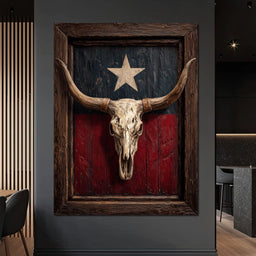 Texas Longhorn Lone Star Barnwood - NicheCanvas
