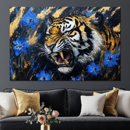 Fierce Tiger in Wild Blooms - Alicia Smith - NicheCanvas
