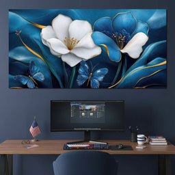 Blue Symphony of Flowers - TooplesArt - NicheCanvas