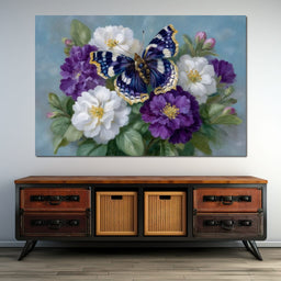 Sapphire Butterfly Bouquet - NicheCanvas