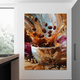 Golden Coffee Splash Reverie - NicheCanvas
