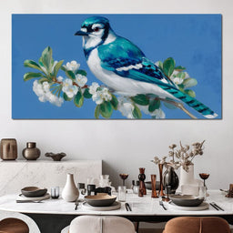 Sapphire Plume on Blossoms - NicheCanvas