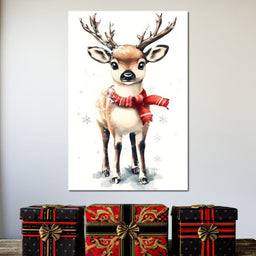 Snowy Baby Reindeer Holiday Charm - NicheCanvas