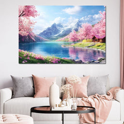 Cherry Blossom Alpine Retreat - NicheCanvas