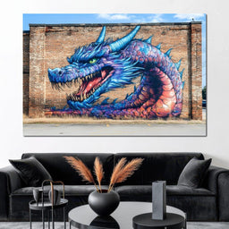 Street Art - Dragon's Fiery Majesty - NicheCanvas