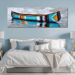 Turquoise River Canoe Reflection - NicheCanvas