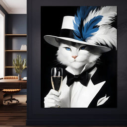 Feline Elegance in Feathers - NicheCanvas