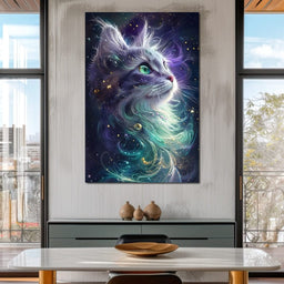 Starlit Feline Nebula Dreams - NicheCanvas