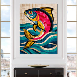 Vibrant Tropical Fish Mosaic - NicheCanvas