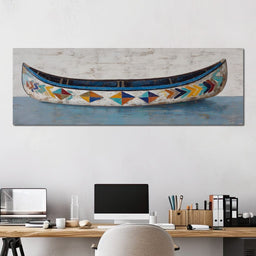 Colorful Coastal Canoe Drift - NicheCanvas