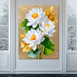 Golden Lotus Dreams Unfold - NicheCanvas