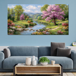 Springtime River Garden Melody - NicheCanvas