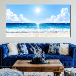 Endless Horizon Sunlit Beach - NicheCanvas