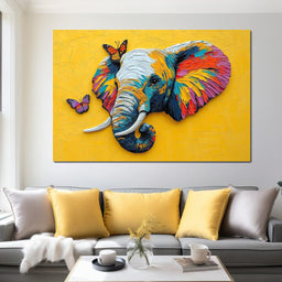 Elephant Harmony with Butterflies - NicheCanvas