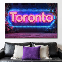 Toronto Neon Nightscape - NicheCanvas
