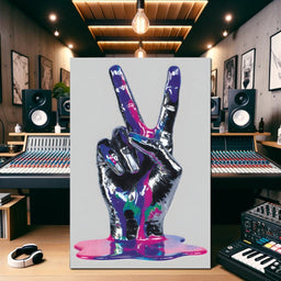 Neon Drip Victory Hand Statement - NicheCanvas