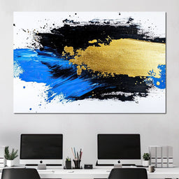 Golden Horizon Brushstroke Fusion - NicheCanvas