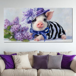 Lilac Garden Piglet Elegance - NicheCanvas