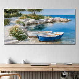 Tranquil Coastal Rowboats Escape - NicheCanvas