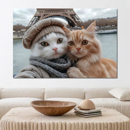 Parisian Feline Companions - NicheCanvas