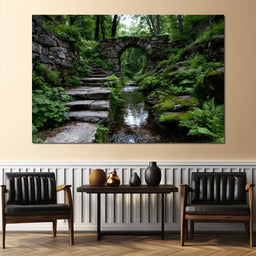 Forest Stone Archway Pathway - NicheCanvas