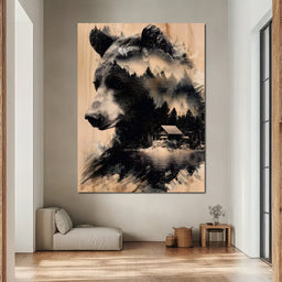 Bear Forest Cabin Reflections - NicheCanvas