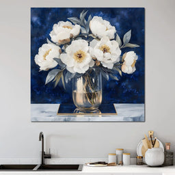 Peony Elegance Midnight Blooms - NicheCanvas