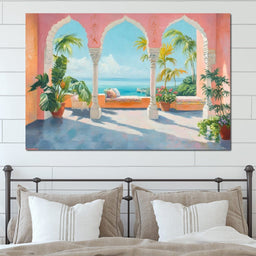 Sunlit Terrace Paradise View - NicheCanvas