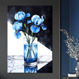 Iris Reflections in Glass - NicheCanvas