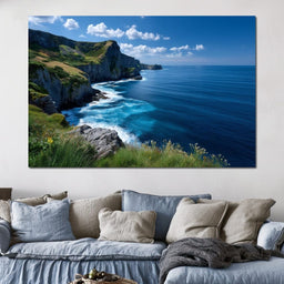 Wild Cliffs Over Blue Sea - NicheCanvas