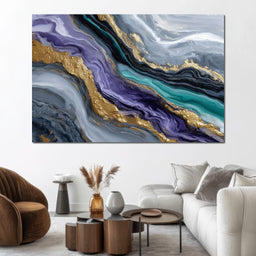 Gilded Riverstone Flow - NicheCanvas