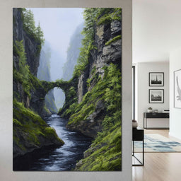 Emerald Gorge Stone Bridge River - NicheCanvas