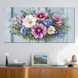 Rustic Pastel Cottage Flowers - NicheCanvas