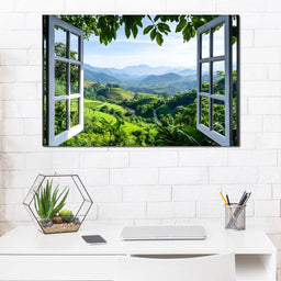 Open Window Over Terraced Valleys - NicheCanvas