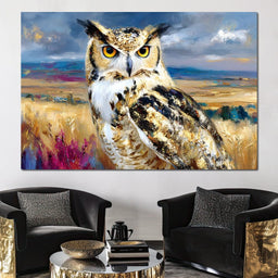 Golden Eyed Owl Prairie Watcher - Neal Hackett - NicheCanvas