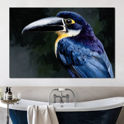 Electric Blue Toucan Portrait - NicheCanvas