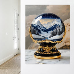 Majestic Alpine Nocturne Winter Globe - NicheCanvas