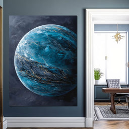 Celestial Ocean Planet Gold Veins - NicheCanvas