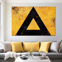 Yellow Grunge Triangle Signage - NicheCanvas