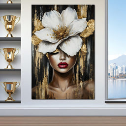 White Petals Golden Dreams - NicheCanvas