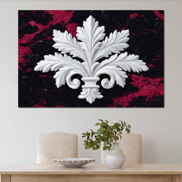 White Fleur De Lis Red Stone - NicheCanvas