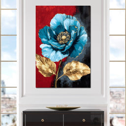 Golden Bloom on Midnight Blue - NicheCanvas