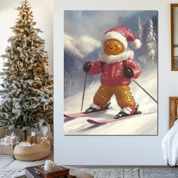 Gingerbread Skier Winter Joy - NicheCanvas