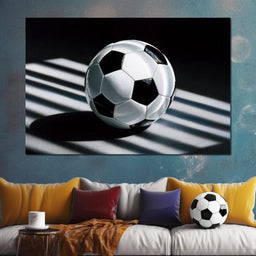 Soccer Ball Shadow Stripes - NicheCanvas