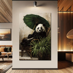 Panda Garden Parasol Calmness - NicheCanvas