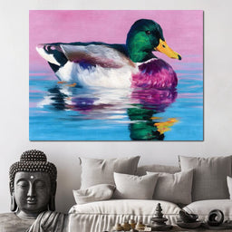 Vivid Mallard Duck Reflections - NicheCanvas