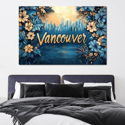Golden Blooms Vancouver Cityscape - NicheCanvas