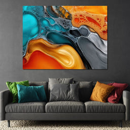 Teal And Ember Pour - TooplesArt - NicheCanvas
