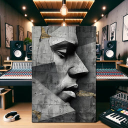 Monochrome Geometric Visage - NicheCanvas