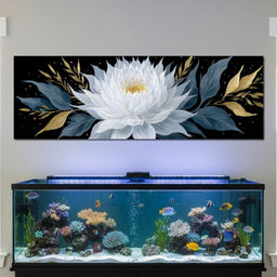 White Lotus Gold Night Garden - NicheCanvas